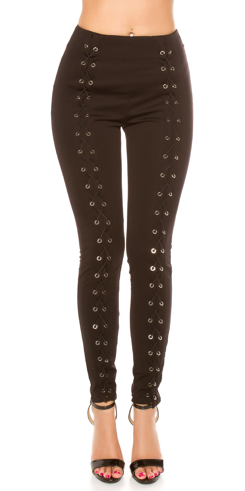 Rassige High Waist Leggings mit Zier-Schnürung