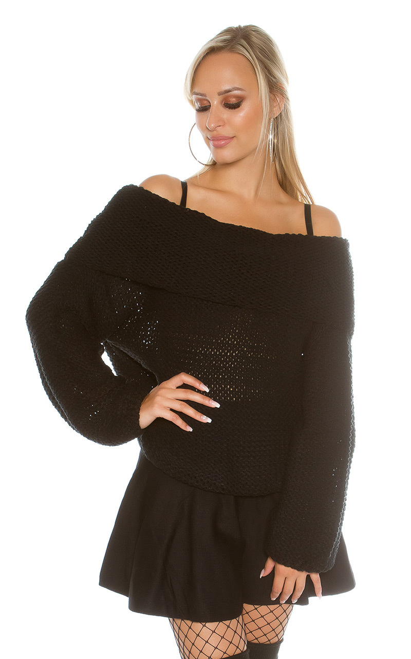 Oversize Grobstrick Pullover im Carmen-Style