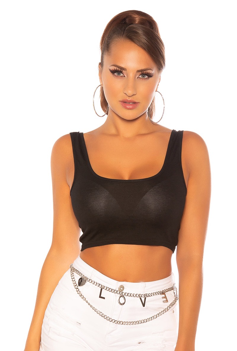 Basic bauchfrei Feinripp Crop Top