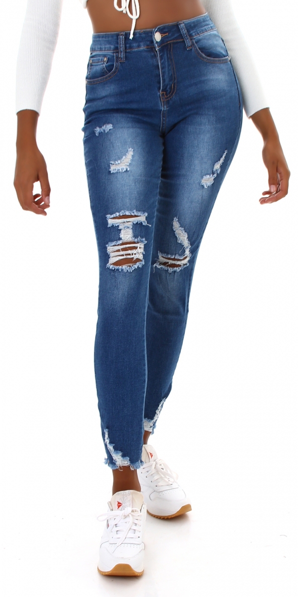 High Waist Skinny Destroyed Jeans mit Risse