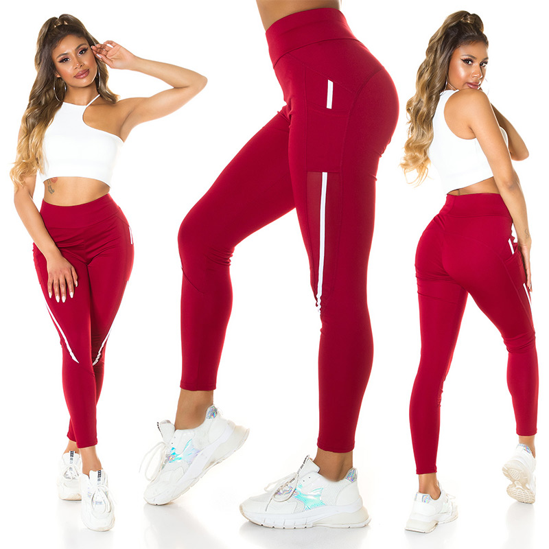 Sporty High Waist Leggings mit Handy-Tasche und Mesh-Einsatz