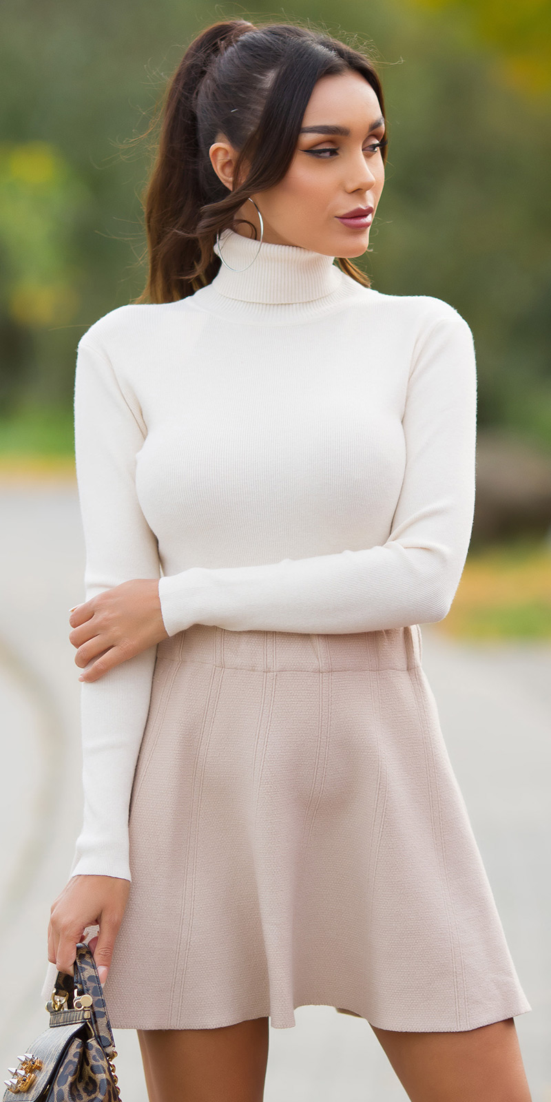 Basic Feinstrick Turtle Neck Langarm Pullover