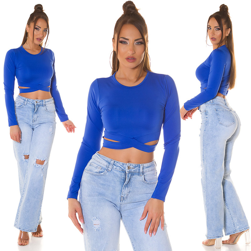 Cropped Langarm Top mit Cutouts