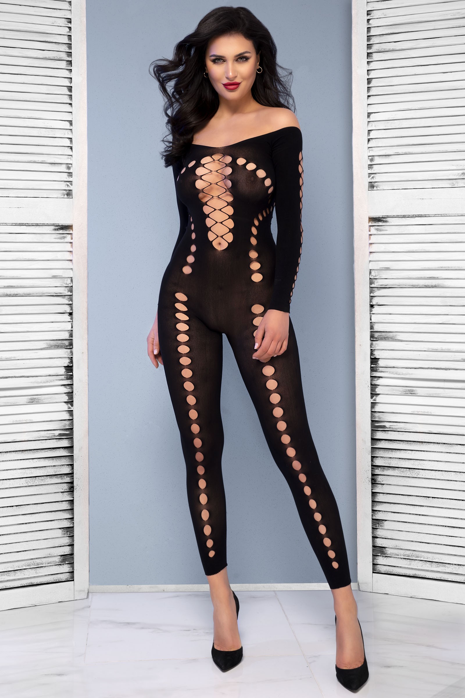 Grobmaschiger Bodystocking elastisch mit Cut Outs von Chilirose