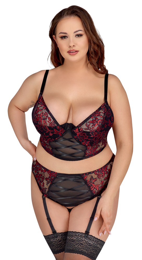 Cottelli Verführerisches Dessous-Set mit Spitze und Satin-Zierschnürungen