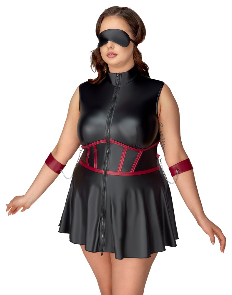 Cottelli Minikleid mit Armfesseln und Augenmaske für verführerische Eleganz in schwarz