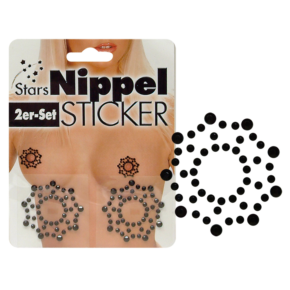 Cottelli ACCESSOIRES schwarze Nippelsticker in Sternoprik Strass im 2er Set