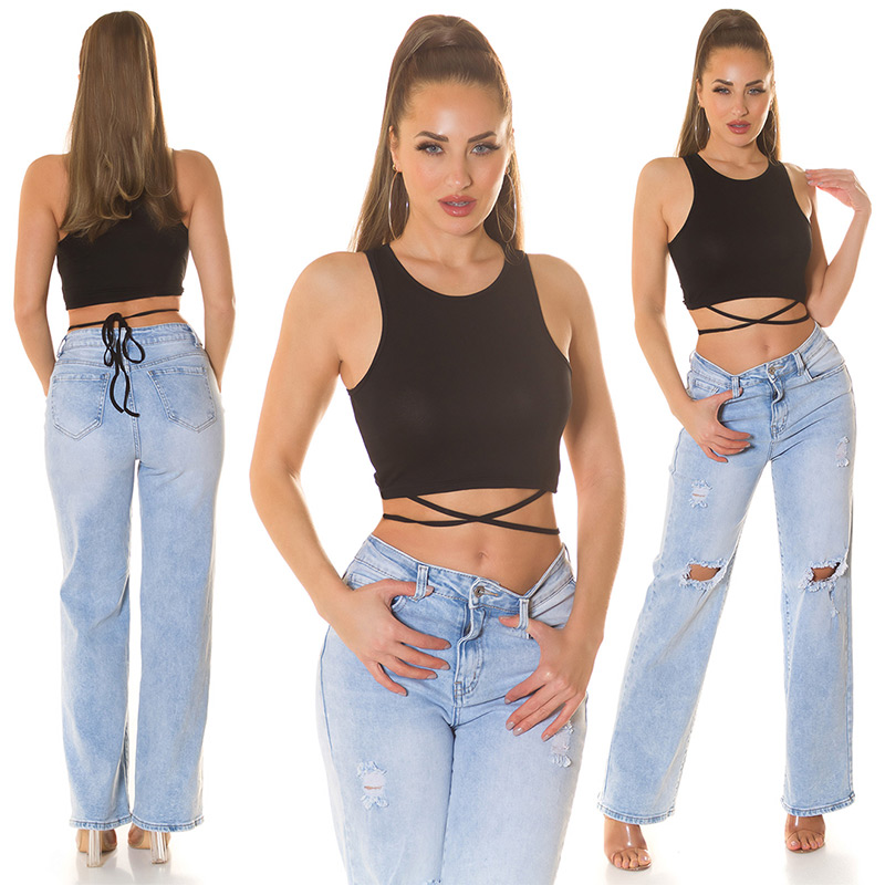 Basic Musthave Crop Top Tank Shirt Oberteil zum Binden