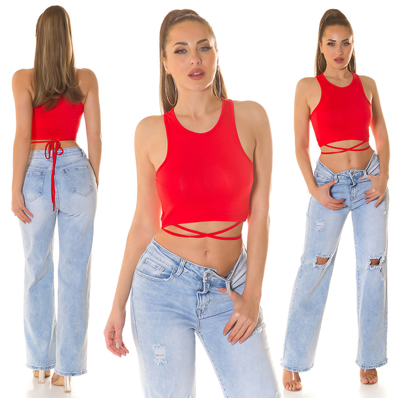 Basic Musthave Crop Top Tank Shirt Oberteil zum Binden