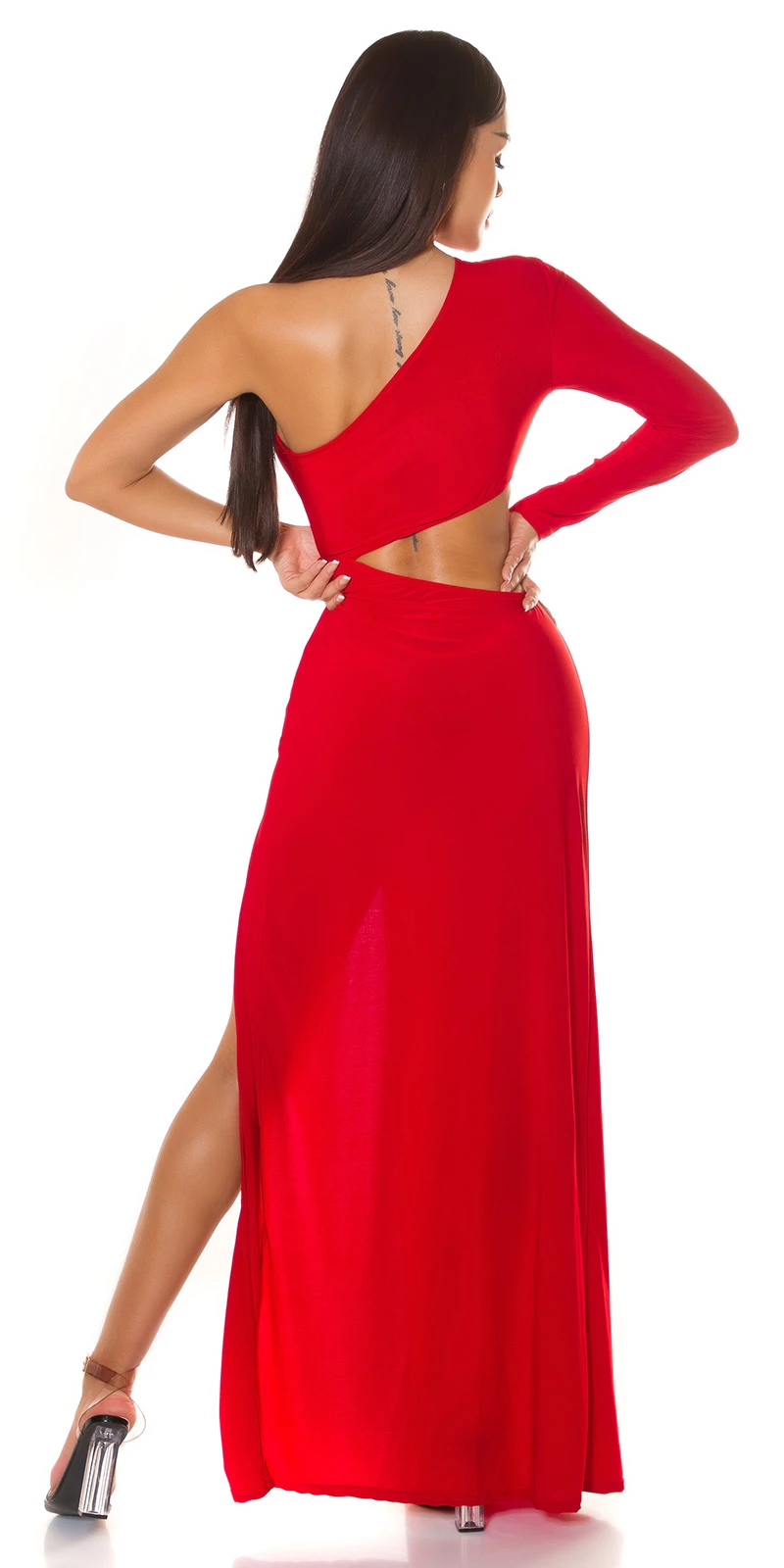 Hot One Shoulder Party Kleid mit Cutouts und Deko Strass