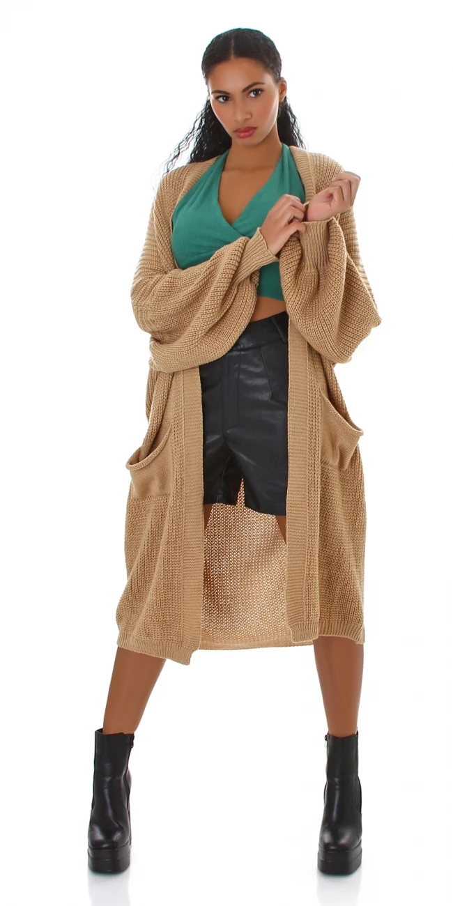 Casual Oversize Long Grobstrick Cardigan Strickjacke