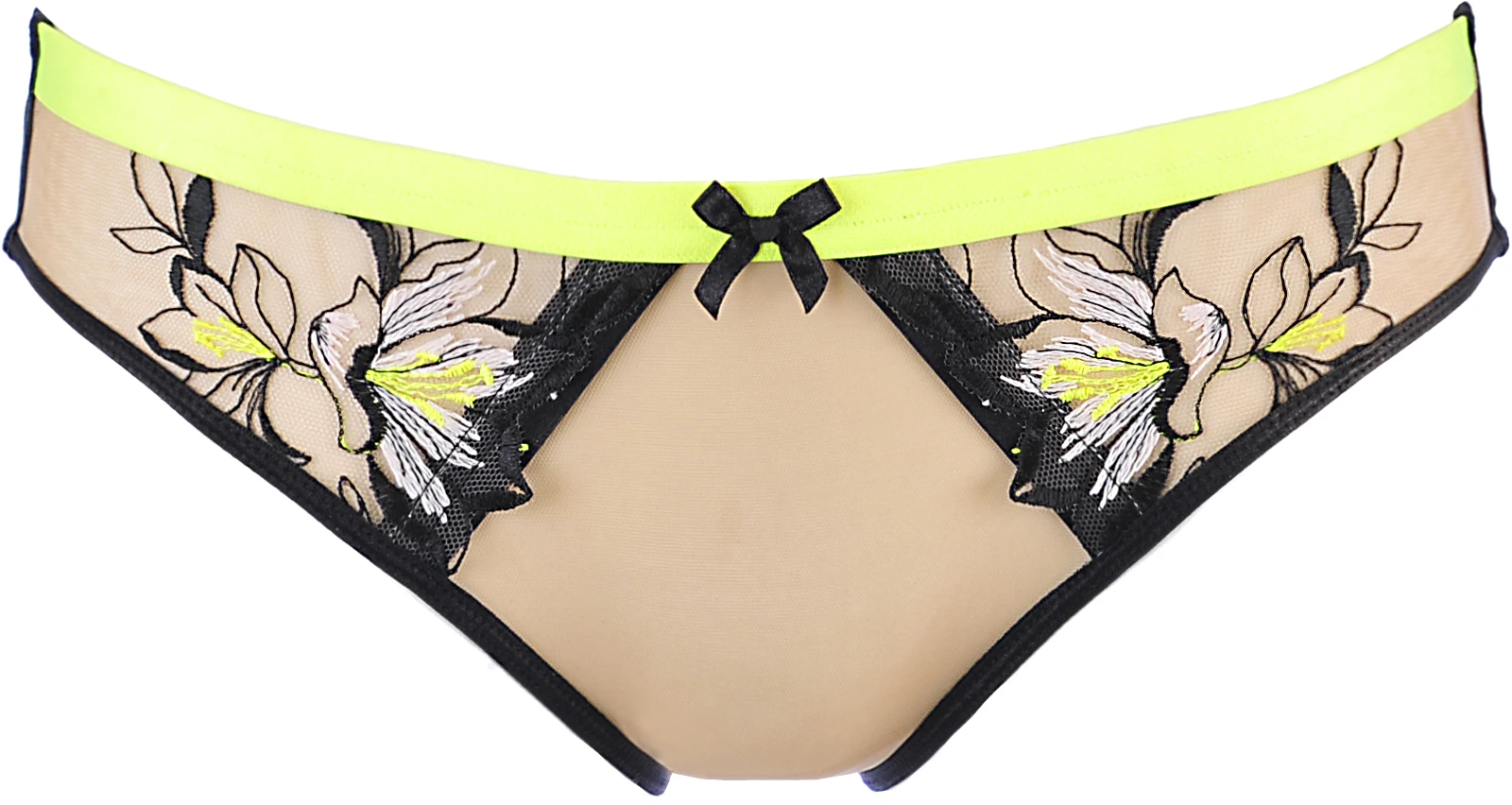 Axami Slip mit Blumen Stickmustern in Neongelb