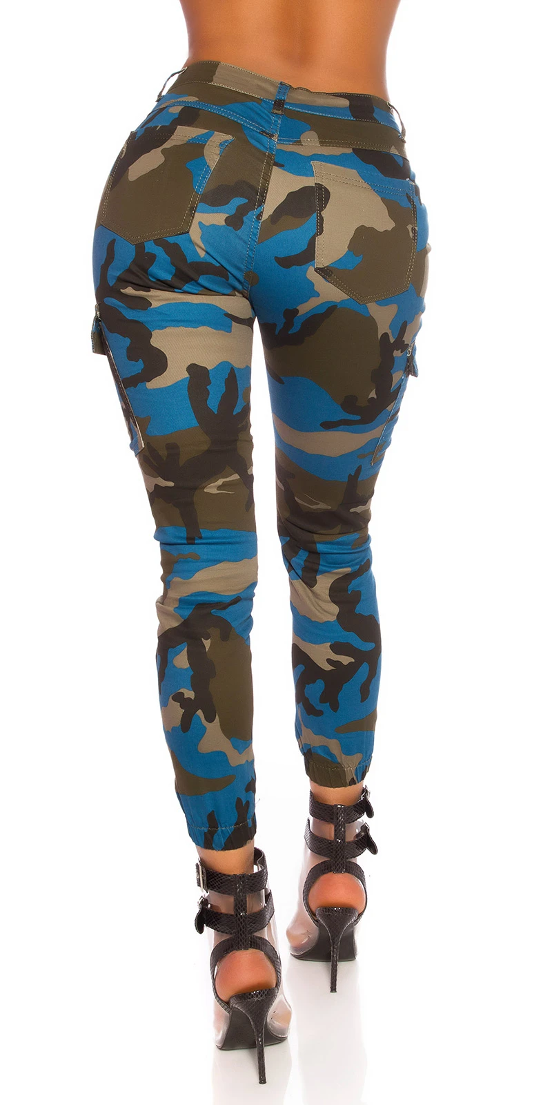 Camouflage High Waist Cargo Röhren Hose