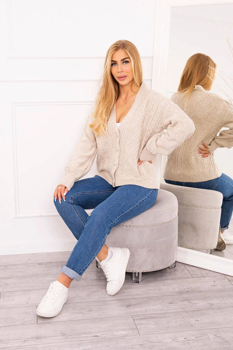 V-Neck Strick Cardigan mit dekorativer Knopfleiste