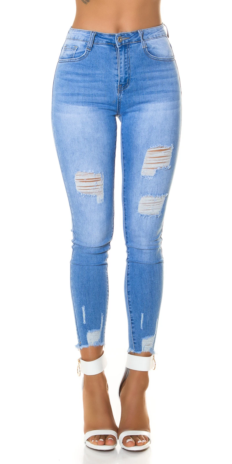 Used High Waist Skinny Jeans mit Löcher