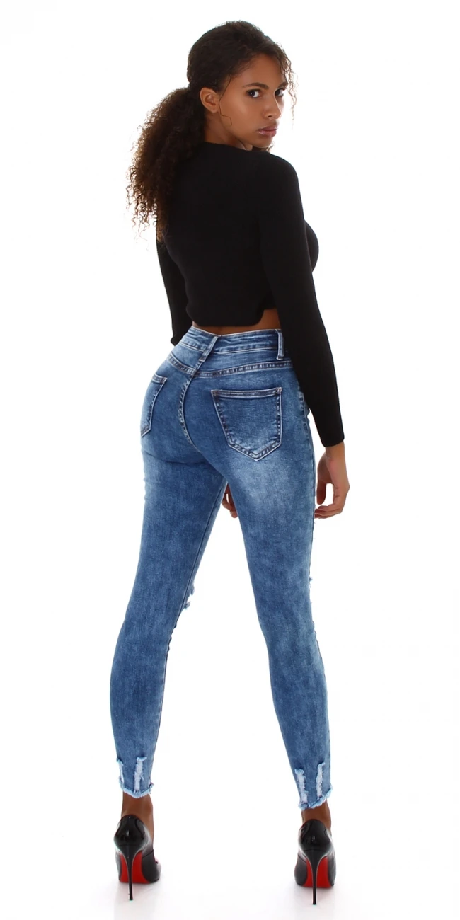 Used Look High Waist Skinny Jeans mit Löcher