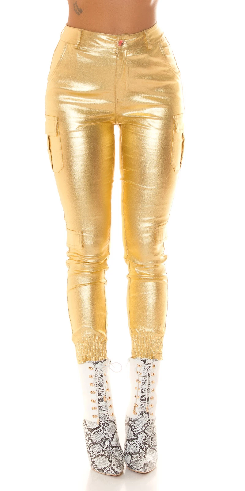 Glossy Metallic Look Highwaist Cargo Hose