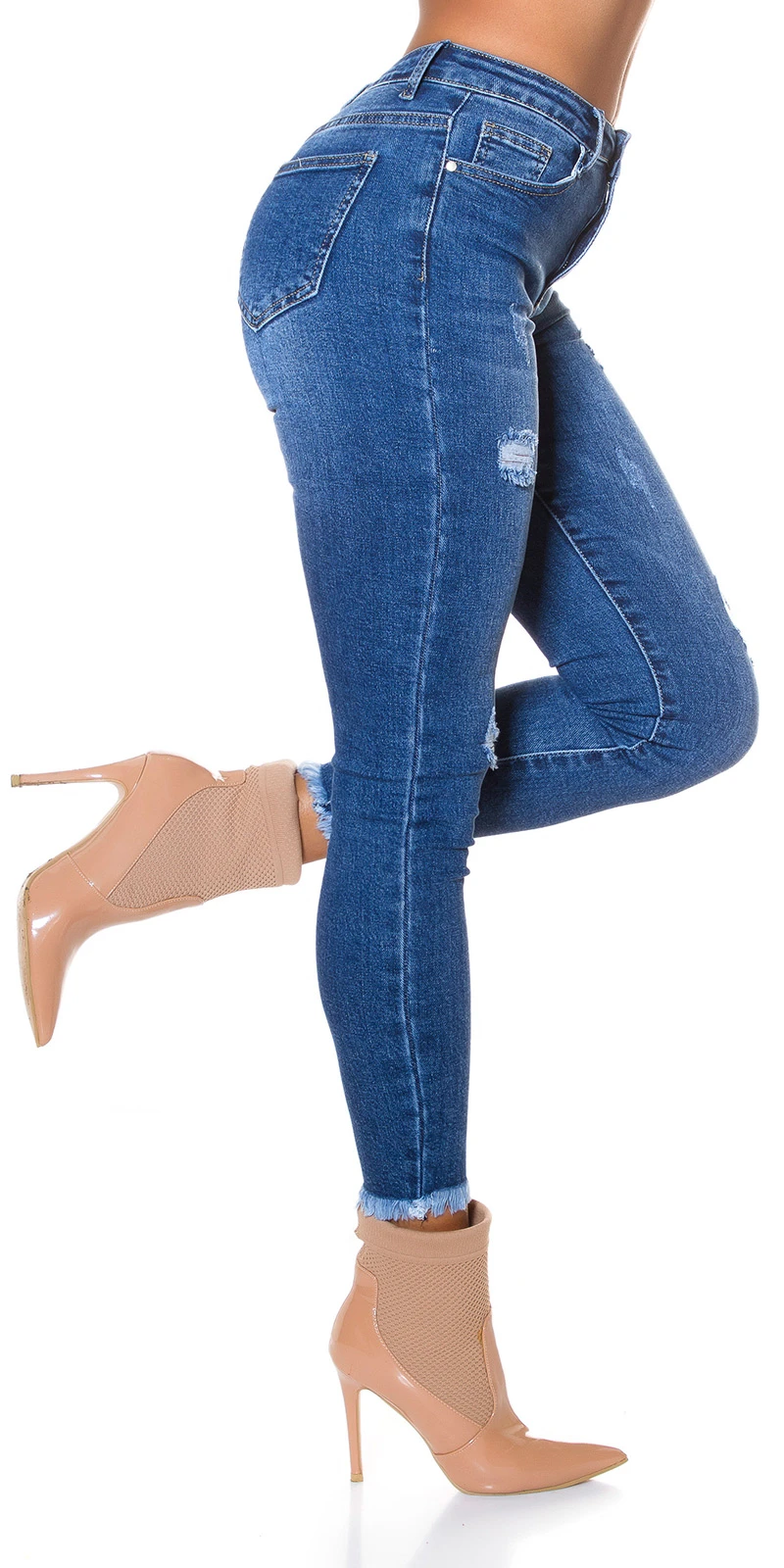 Casual Used Look High Waist Jeans