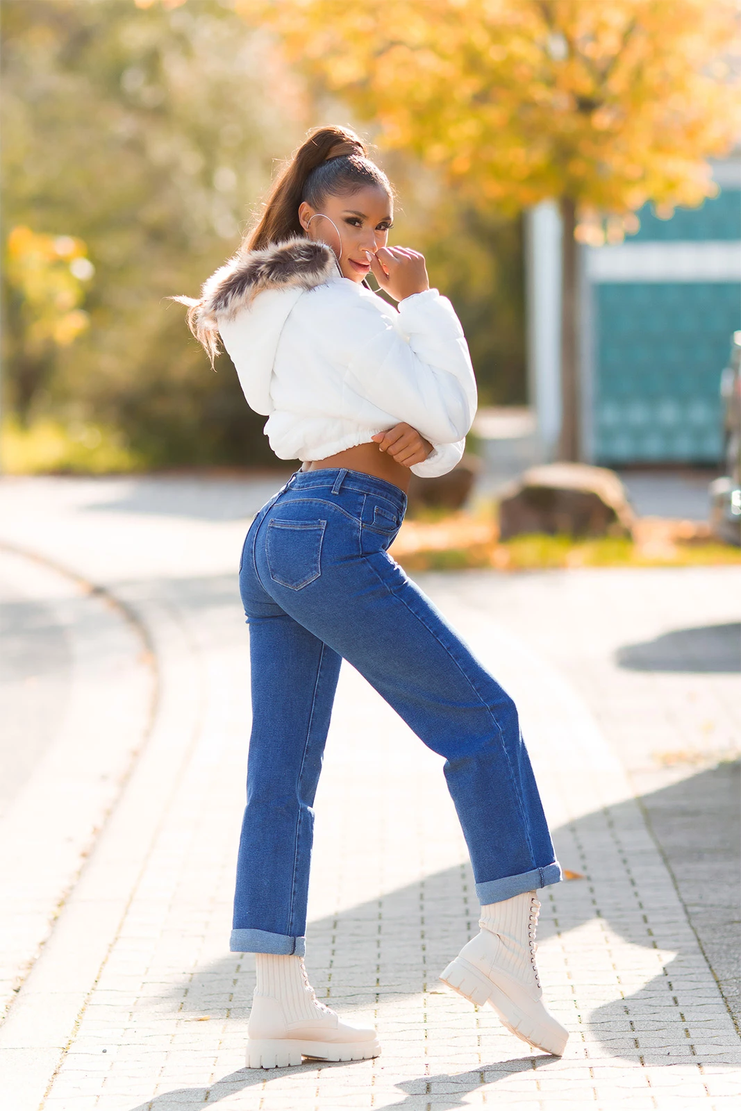 Used Look High Waist Push up Bootcut Jeans