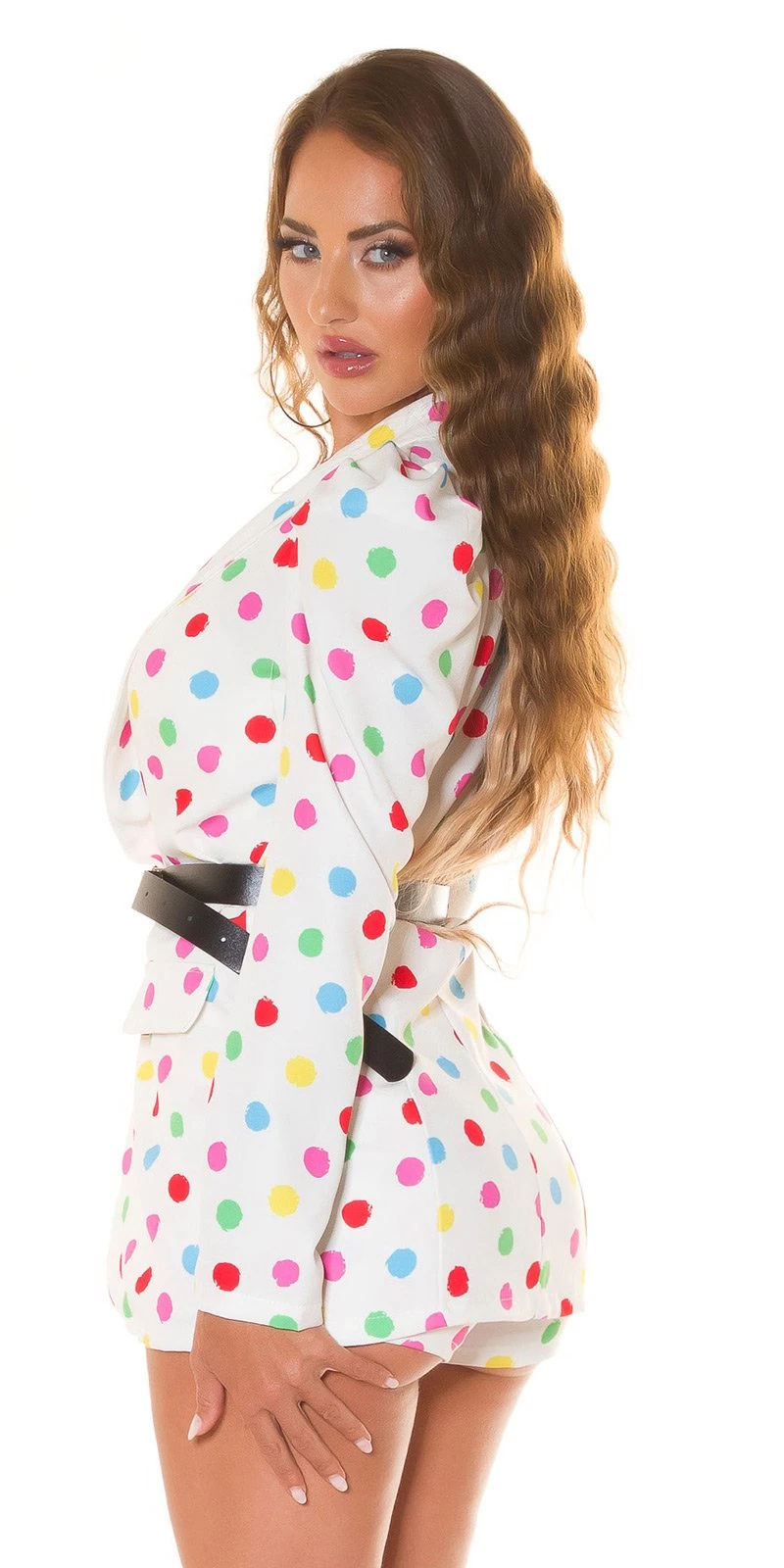 Dots Printed Blazer mit Padded Puffärmel