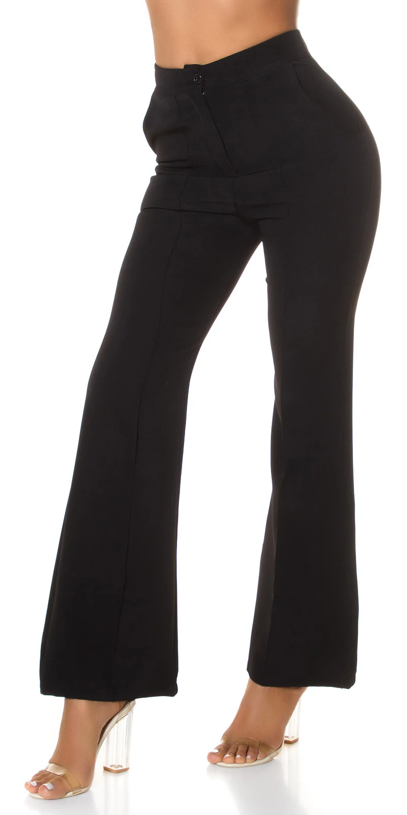 Business High Waist Stoff Hose mit Schlag und Biesennaht