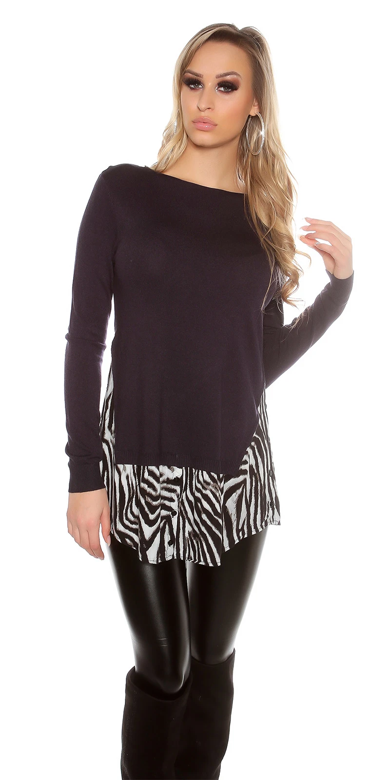 Chic Feinstrick Pullover mit Under-/Over-Effekt