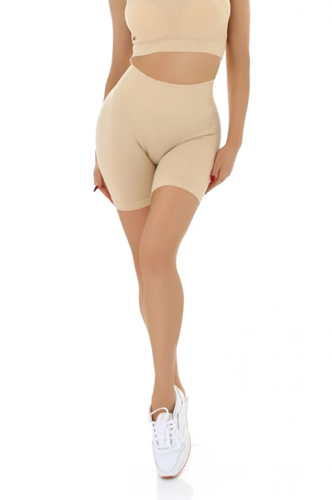 Uni Freinripp High Waist Leggings in Bermuda Länge Radlerhose