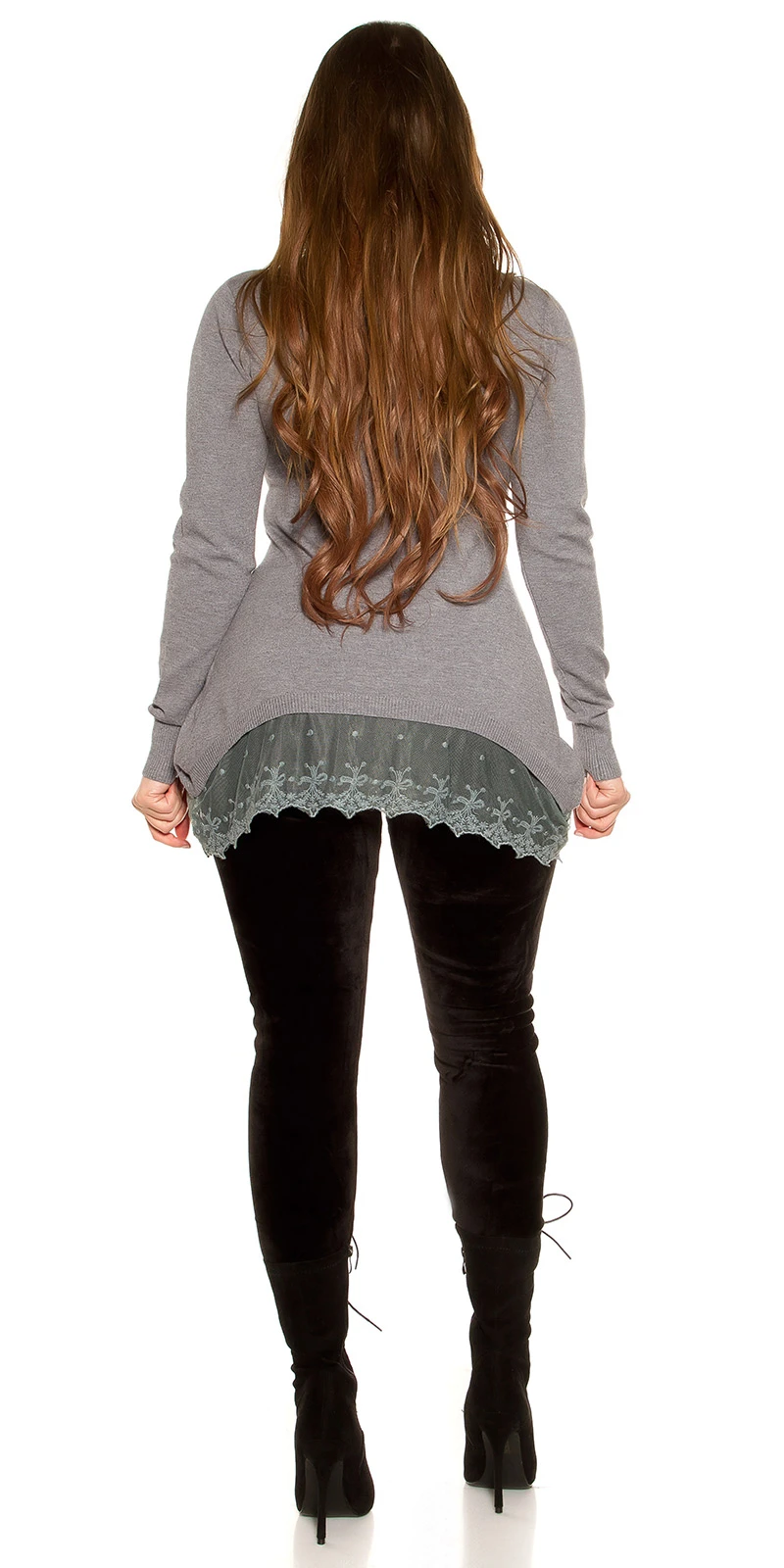 Chic Cocktail Long-Pullover mit Halskette