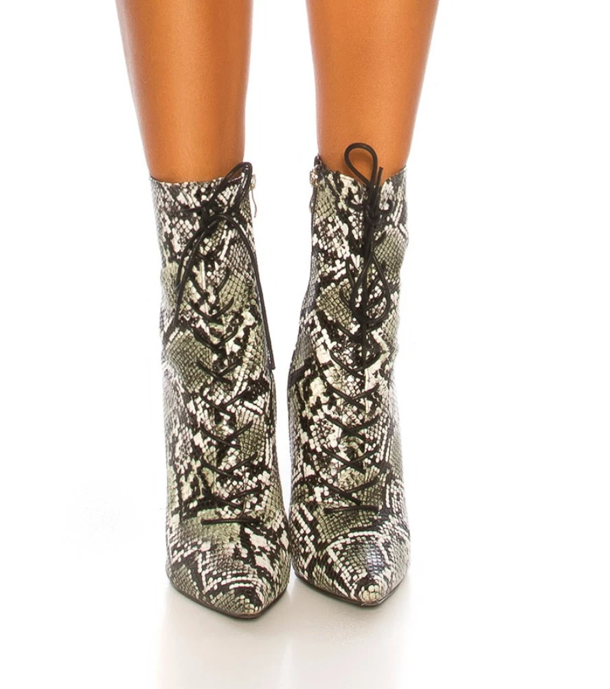 Animal-Print Stiefeletten Kunstleder mit Pfennig-Absatz