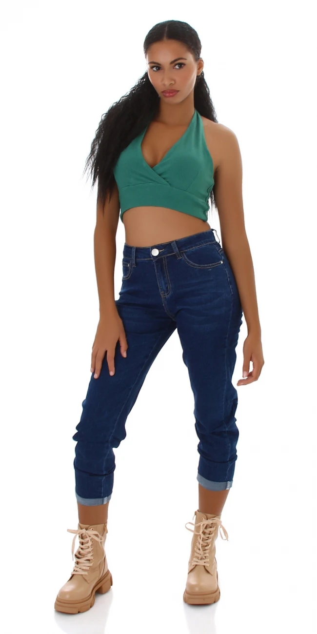 Basic Dark Denim Mom Fit High Waist Jeans