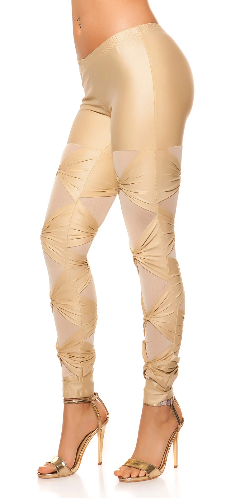 Leggings mit Schleifen und transparentem Mesh