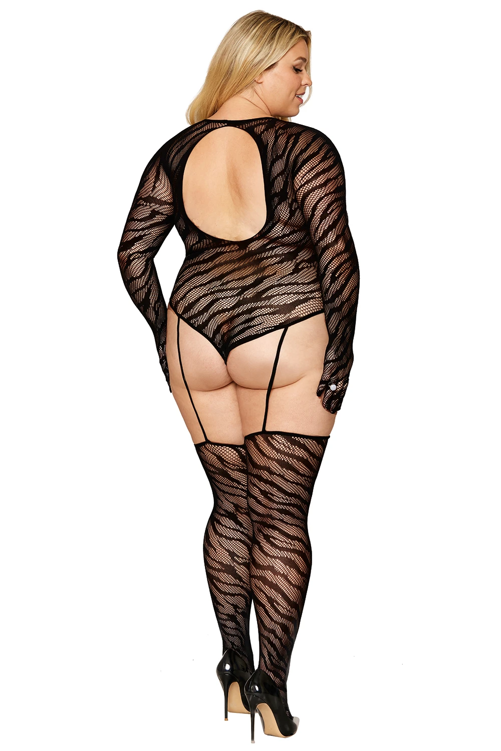 Elastisches Bodystocking DR0420 mit Handschuhe von Dreamgirl