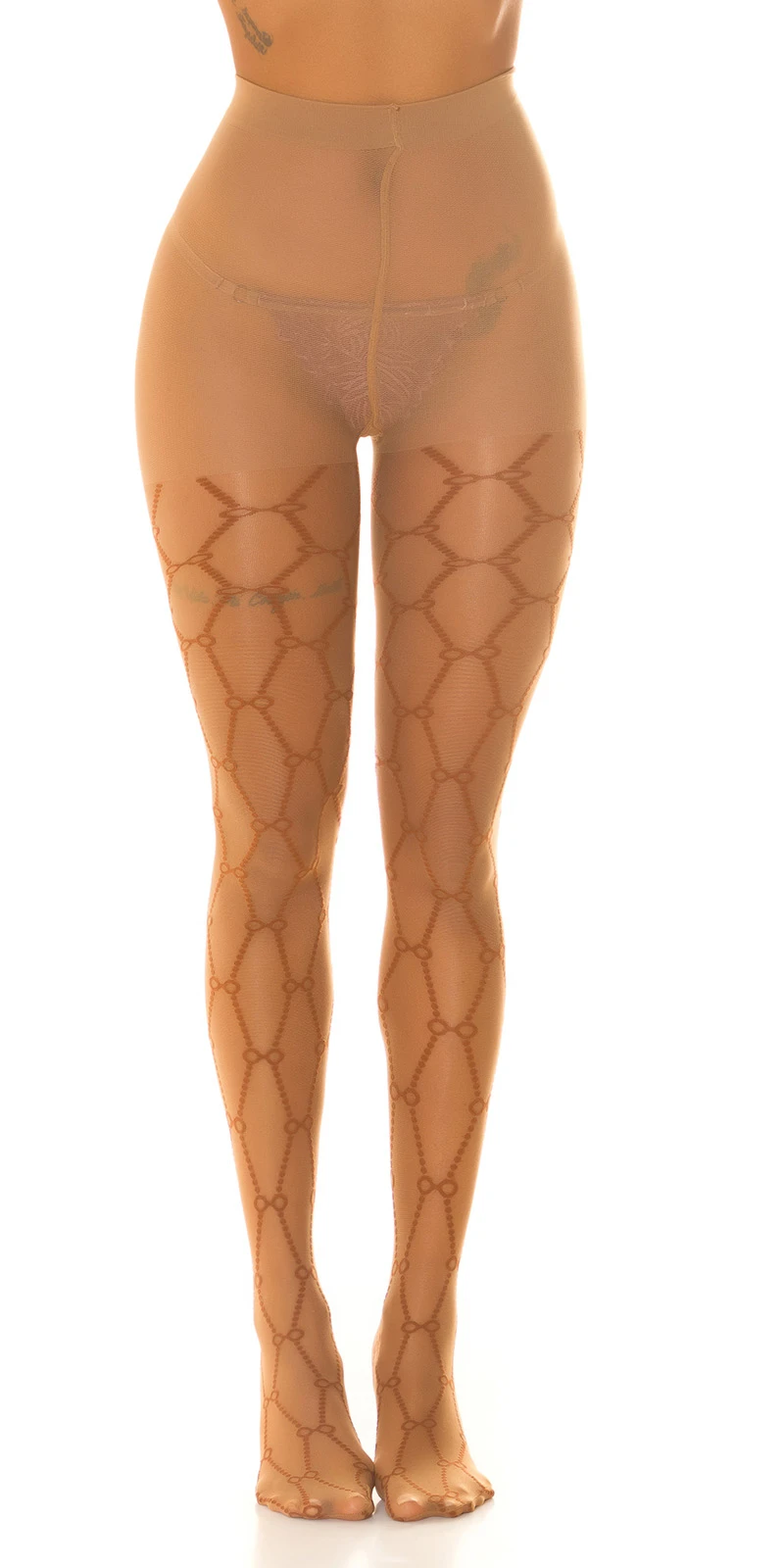 Damen Feinstrumpfhose 20DEN Strumpfhose Transparent mit Ketten-Print