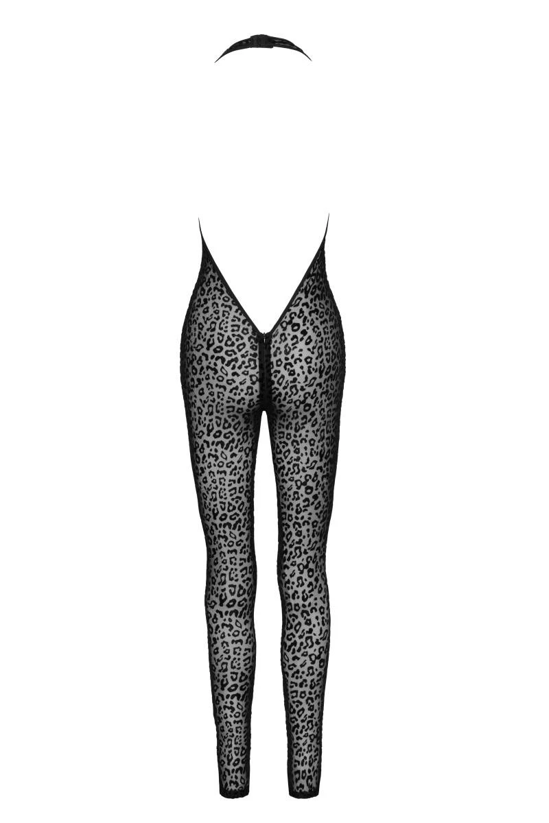 Neckholder Catsuit Leopardenmuster F286 von Noir Handmade