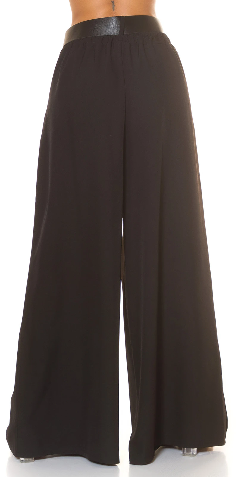 Wide Leg Hose im Highwaist-Style aus Polyester-Stretch, mit raffinierten Details und perfektem Tragekomfort