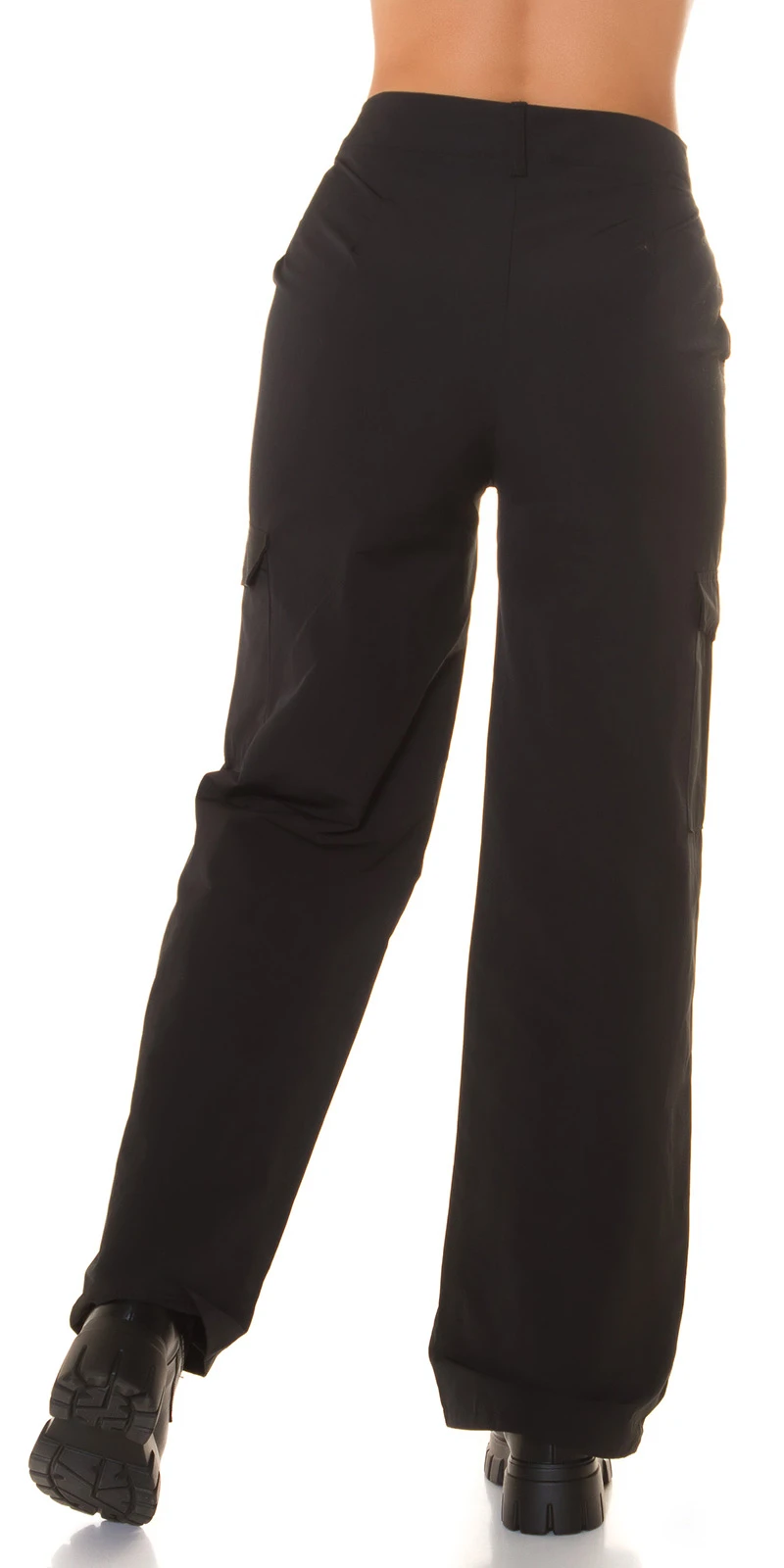 Gerade High Waist Bootcut Hose im Cargo Style