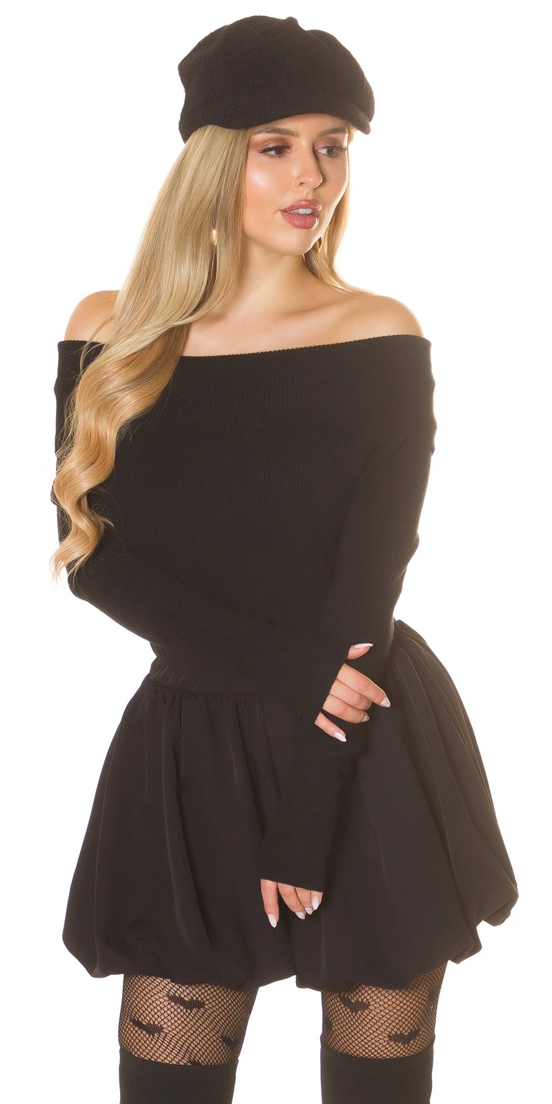 Eleganz trifft Komfort, Langärmliger Off Shoulder-Pullover mit schulterfreiem Carmen-Schnitt für einen stilvollen Auftritt