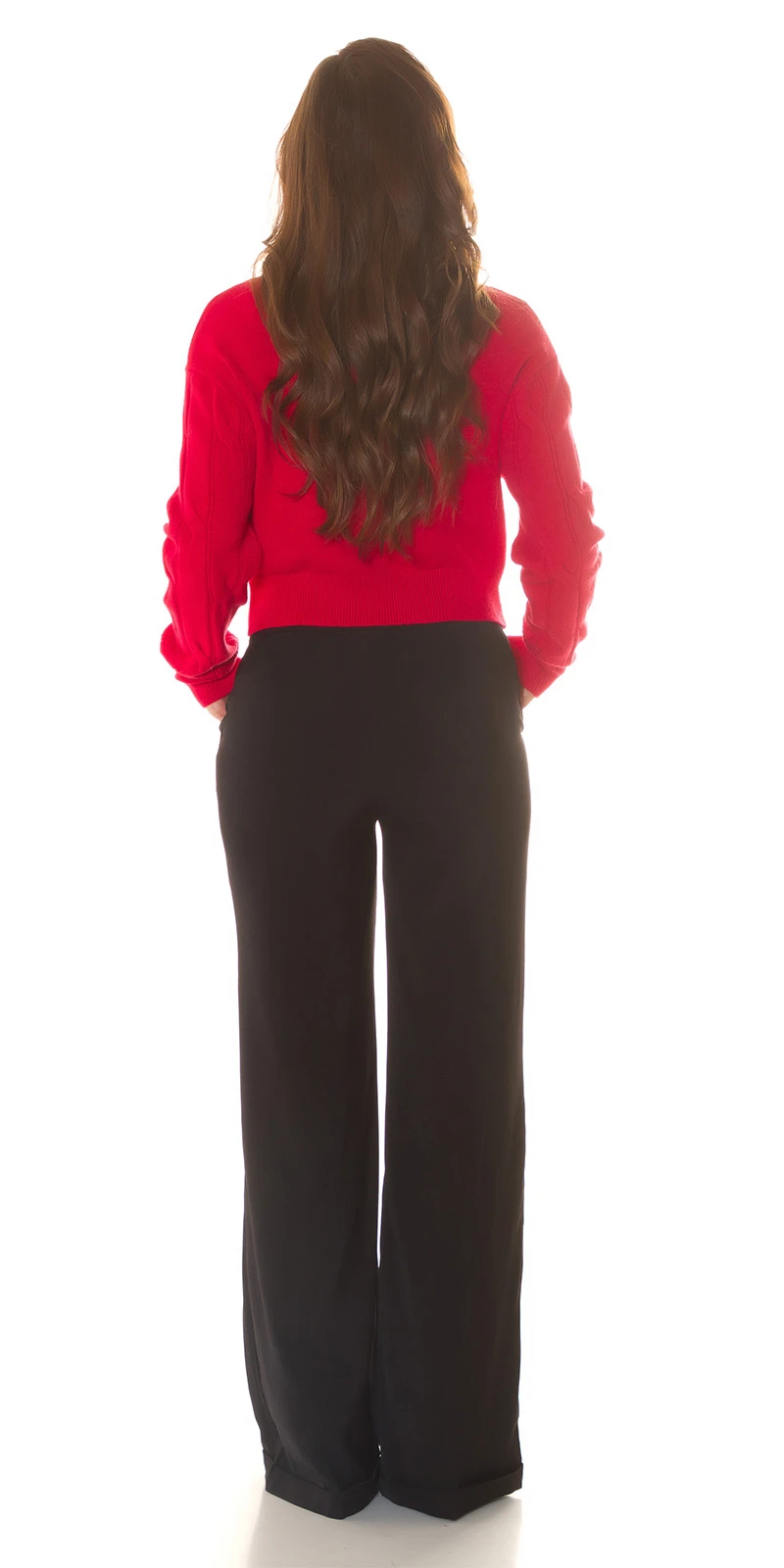 Musthave Crop Strickpullover Bauchfrei Turtle Neck Rollkragen Pullover Langarm mit Musterung