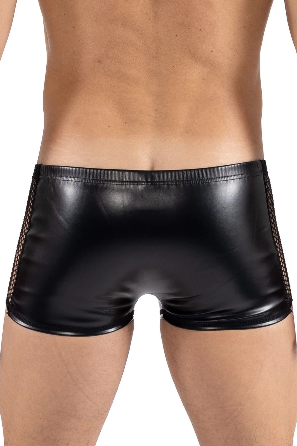 Kunstleder Schwarzer Herren Boxer Short mit Netzeinsatz  2401-67 von LOOK ME