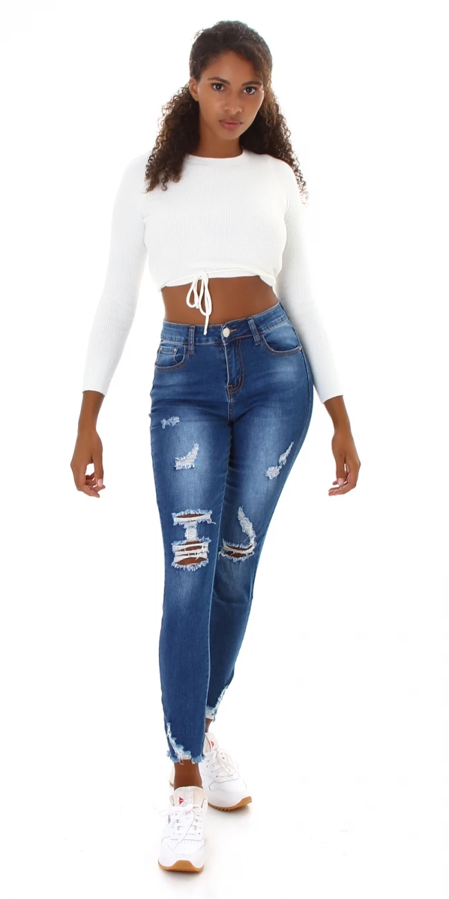 High Waist Skinny Destroyed Jeans mit Risse