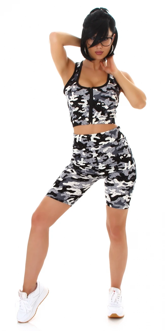 Sporty Fitness Trainings Set im Camouflage Look