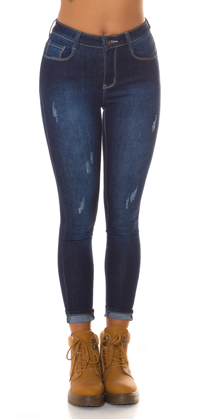 Basic Used Look High Waist Skinny Jeans