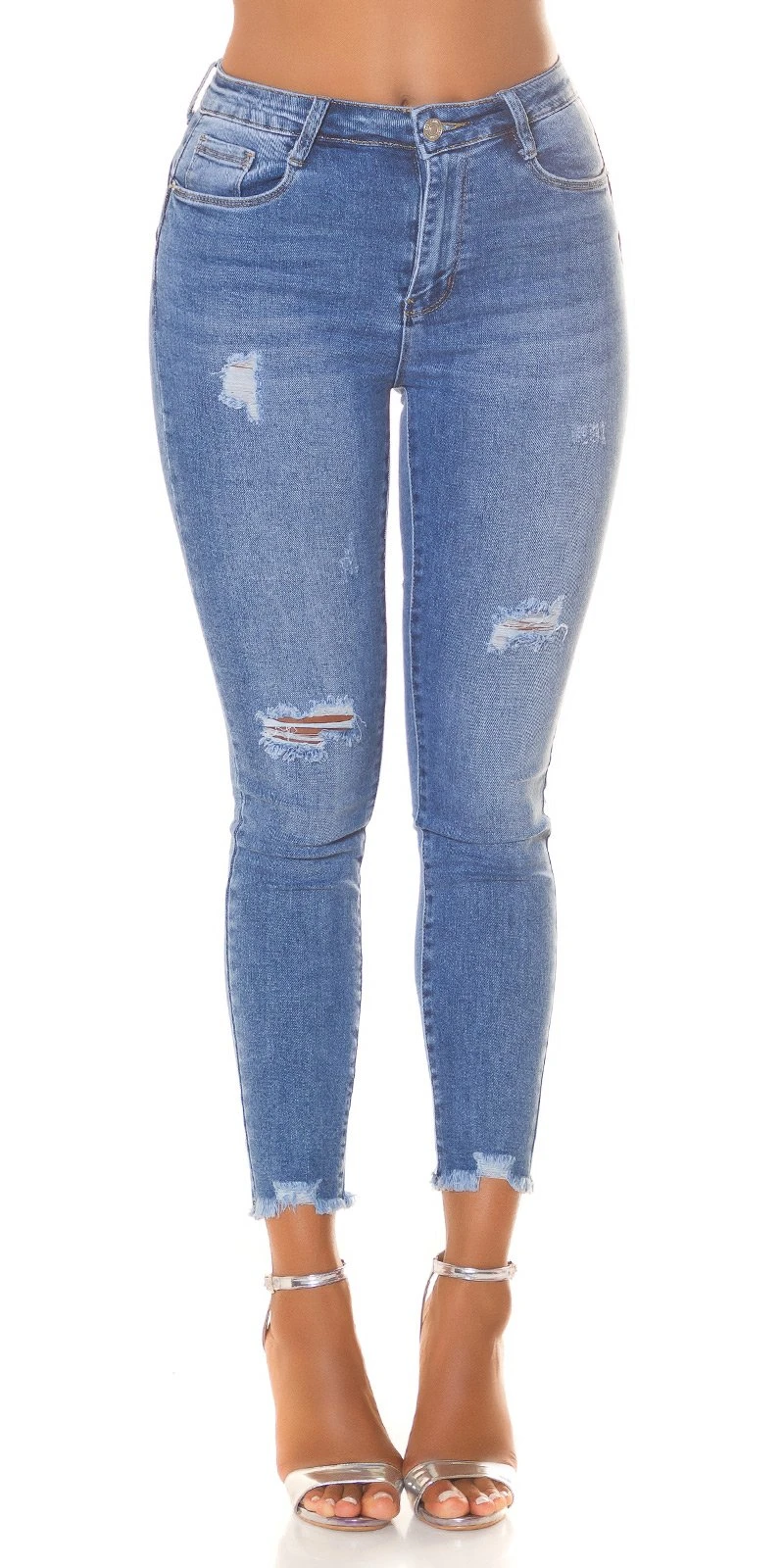 Highwaist Push Up Skinny Jeans Used Look, Destroyed Push-up Skinny High Waist Jeans