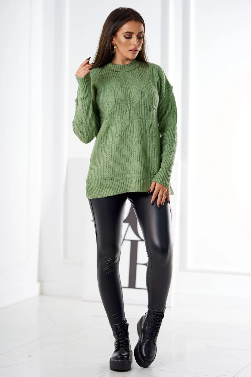 Cozy Grobstrick Damen Rundhals Pullover Uni Strickpullover Wollpullover Einfarbig mit Muster