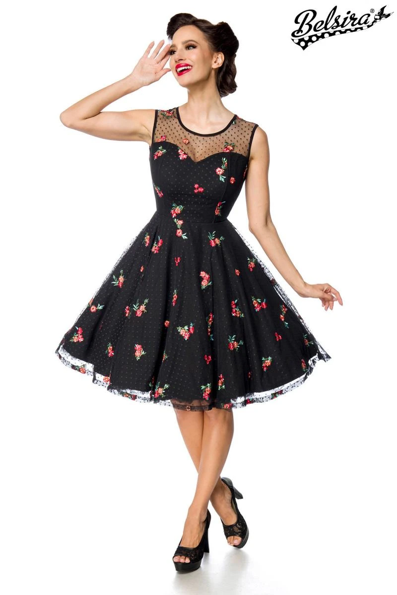 Cocktailkleid mit aufgestickten Blumen von BELSIRA