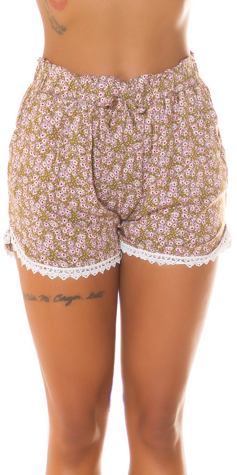 Sexy Highwaist Shorts mit Print & Spitze