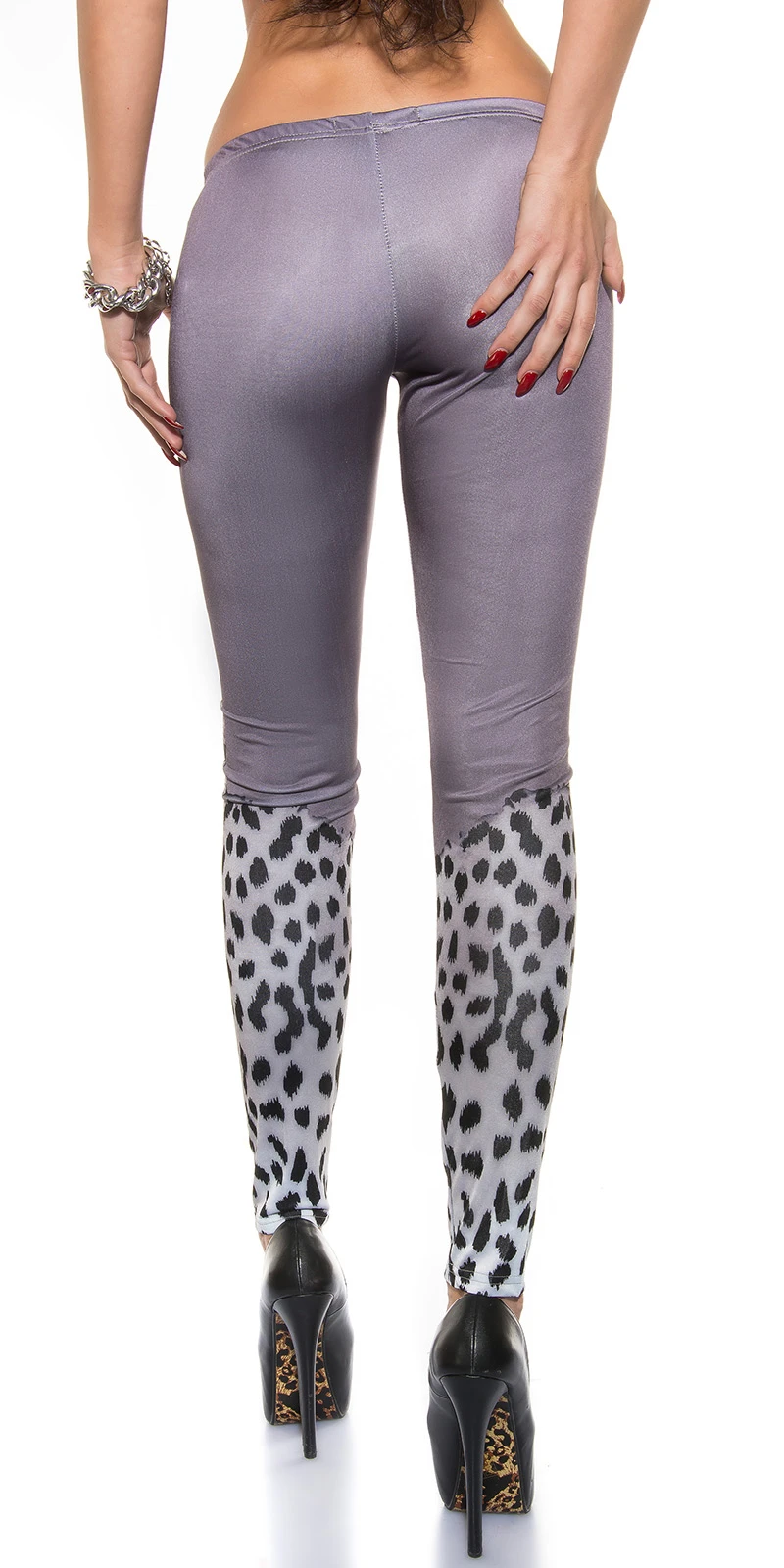 Party Damen Stretch Leggings Hüfthose mit Leo Print