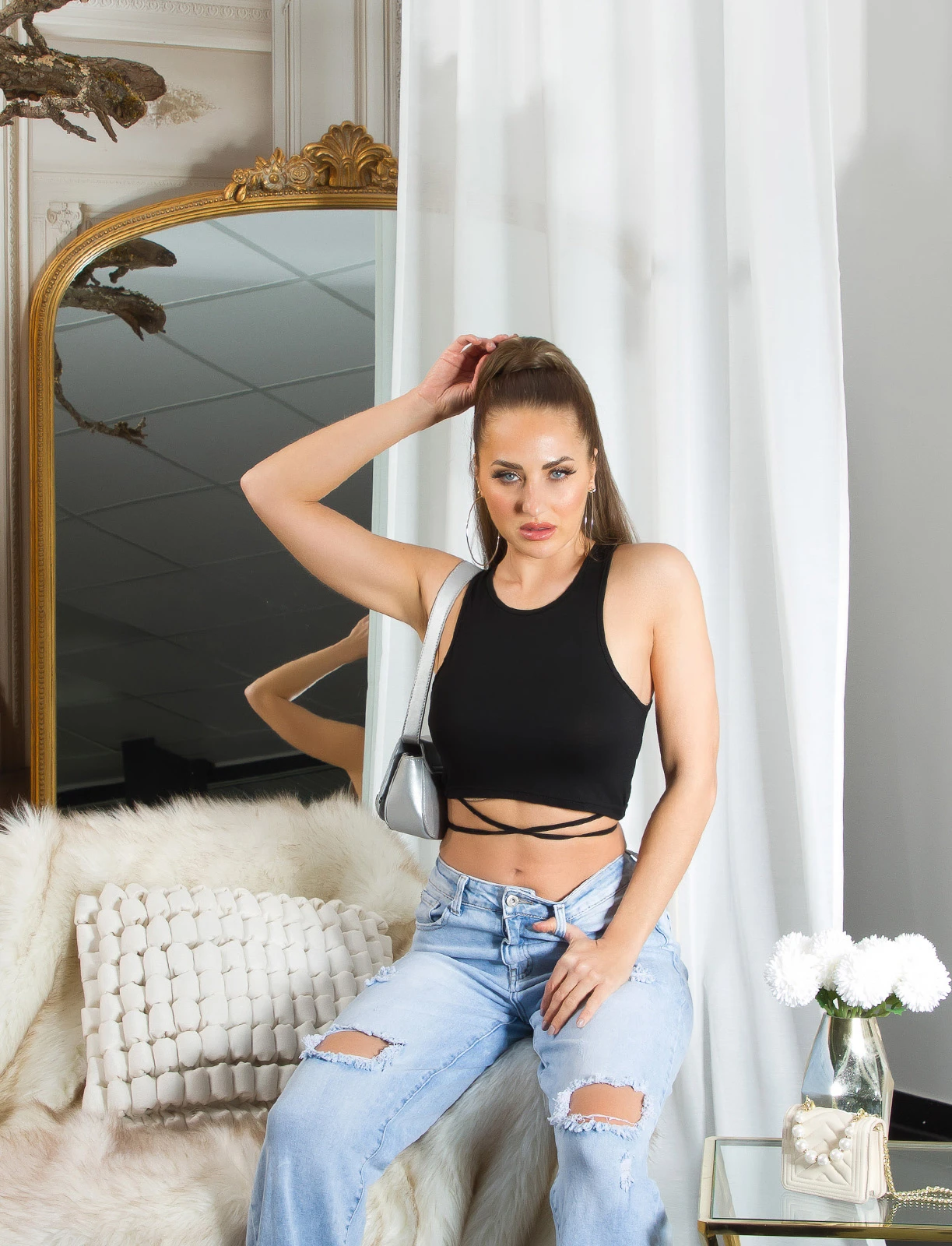 Basic Musthave Crop Top Tank Shirt Oberteil zum Binden