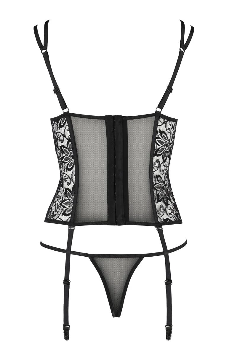 Tüll Corset mit passenden String und Stumpfhalter von Passion Dessous