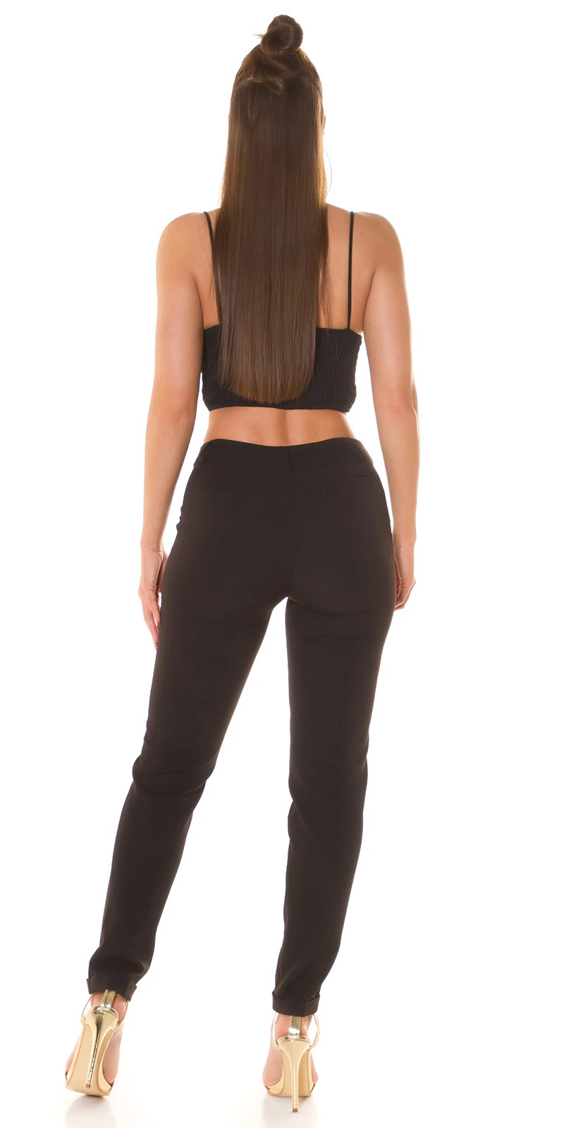 Gerafftes Träger Bustier Crop Top mit V-Cut